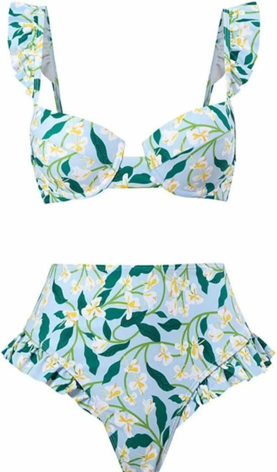 IBAKOM Women's 3-Piece Swimsuit Set with Tummy Control Bikini, Wrap Skirt & Sheer Mesh Cover Up