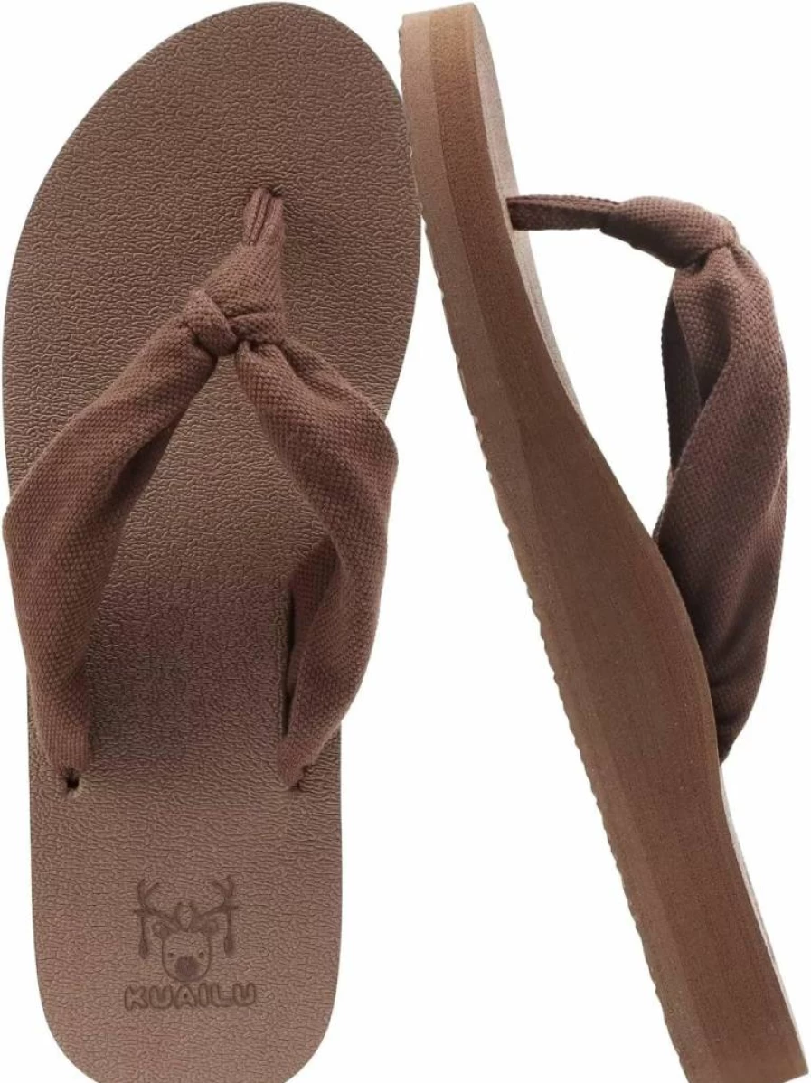 KuaiLu Women's Arch Support Flip Flops - Comfortable Yoga Mat Cushion Sandals for Beach Walking, Indoor & Outdoor Slip-On Thong Sandals Summer Footwear