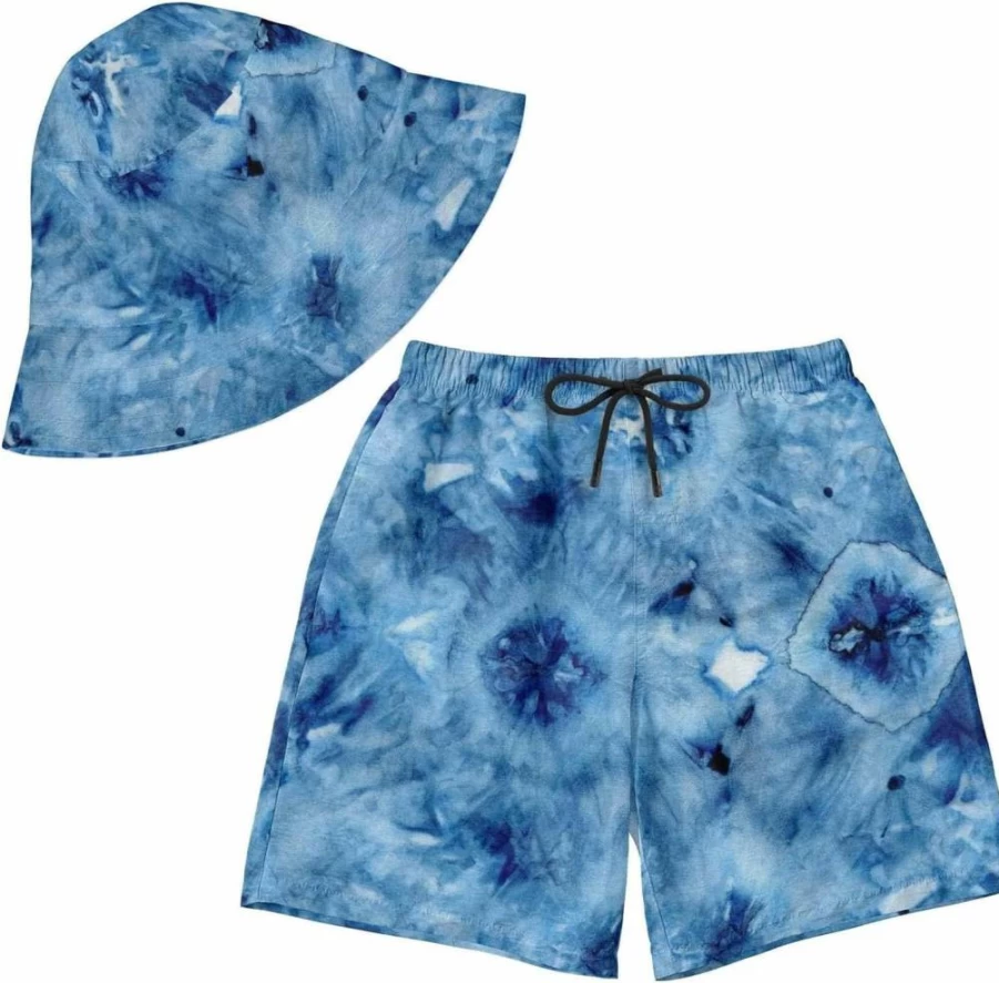 FONOS Men's 3D Printed Bucket Hat and Quick-Dry Swim Shorts Set, Summer Beach Outdoor Travel Sun Protection Set