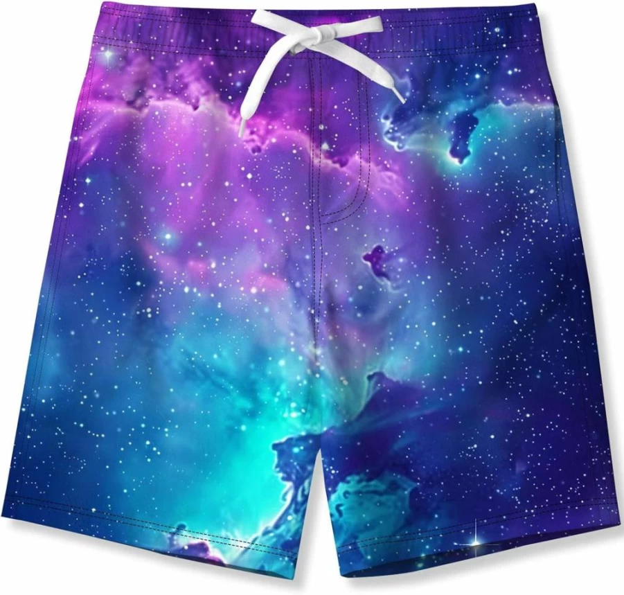 Uideazone Boys Quick Dry Swim Trunks with Mesh Lining - Elastic Waist Surf Board Shorts for Teens & Kids 5-14 Years