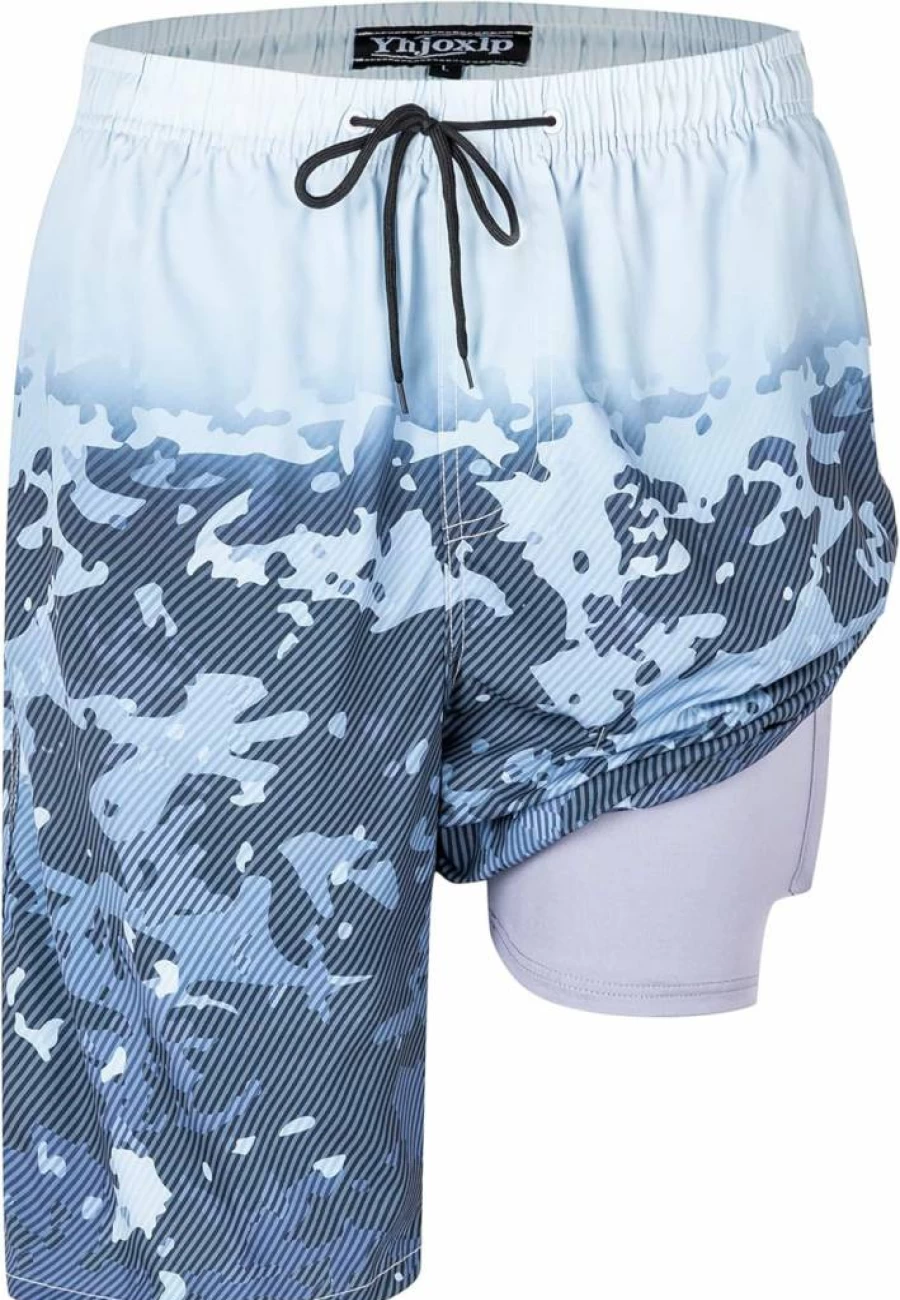 FT FENTENG Men's 9" Quick Dry Swim Trunks with Compression Liner - 2-in-1 Stretch Board Shorts for Swimming & Beachwear