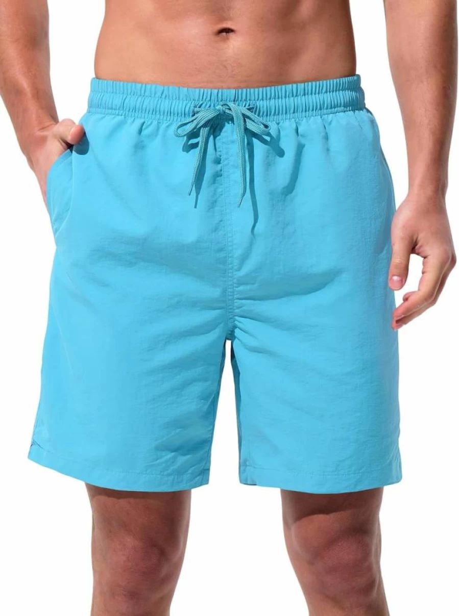 UIQUR Men's Quick Dry Swim Trunks 7 Inch Inseam Beach Shorts with Mesh Lining & Pockets