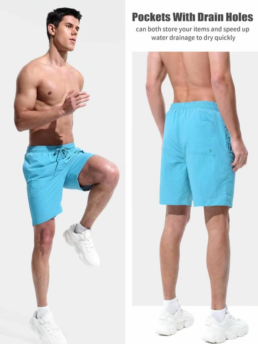 UIQUR Men's Quick Dry Swim Trunks 7 Inch Inseam Beach Shorts with Mesh Lining & Pockets