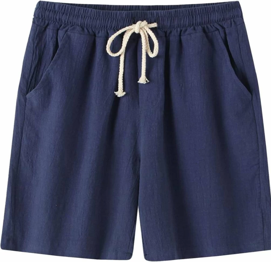 Generic Men's Quick-Dry 4-Way Stretch Swim Trunks - Lightweight Cotton Linen Beach Shorts for Summer Swimming