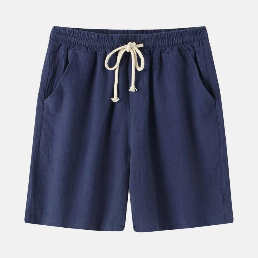 Generic Men's Quick-Dry 4-Way Stretch Swim Trunks - Lightweight Cotton Linen Beach Shorts for Summer Swimming