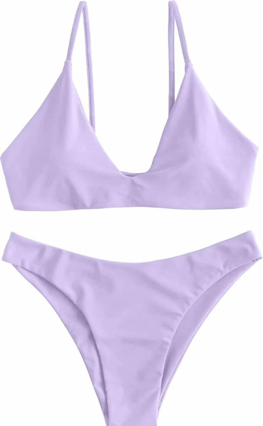 ZAFUL Women's High Cut Padded Bralette Bikini Set - Tie Back Two Piece Swimsuit