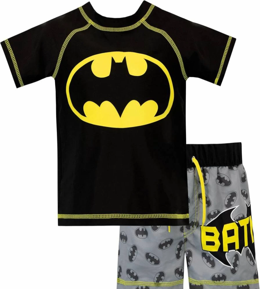 BATMAN Boys' DC Comics Black Two-Piece Swim Set Size 8