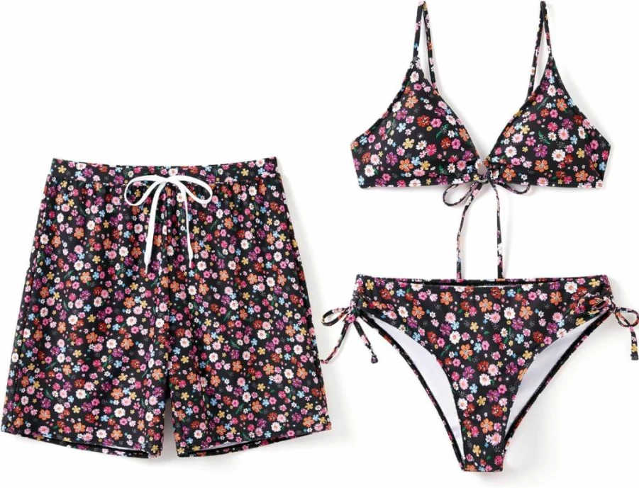 PATPAT Couples Matching Hawaiian Bikini Sets & Swim Trunks for Summer Beach Vacations