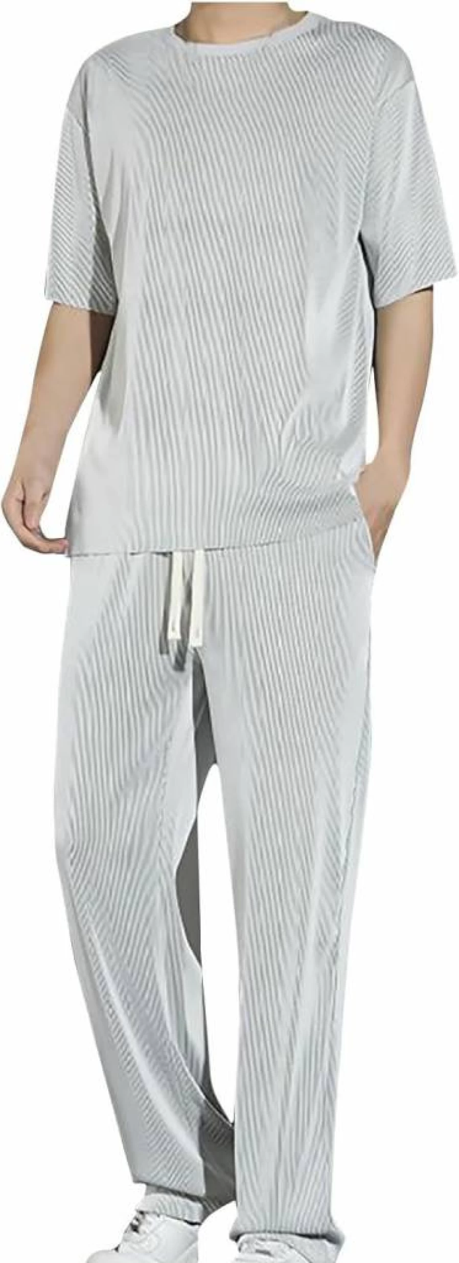 Men's Casual 2-Piece Tracksuit Set - Relaxed Fit Short Sleeve T-Shirt & Jogger Sweatpants - Solid Color Gym Workout Outfits