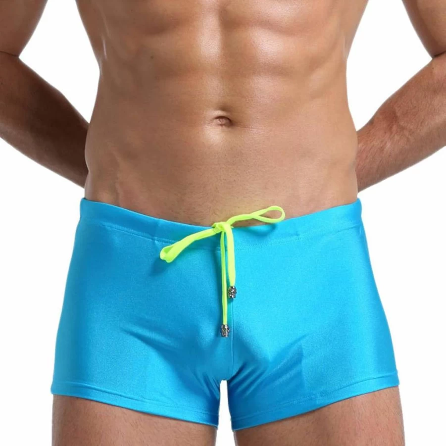Men's Solid Color Swim Trunks - Quick Dry Athletic Swim Shorts for Training & Beach - Durable Swimwear Boxer Shorts