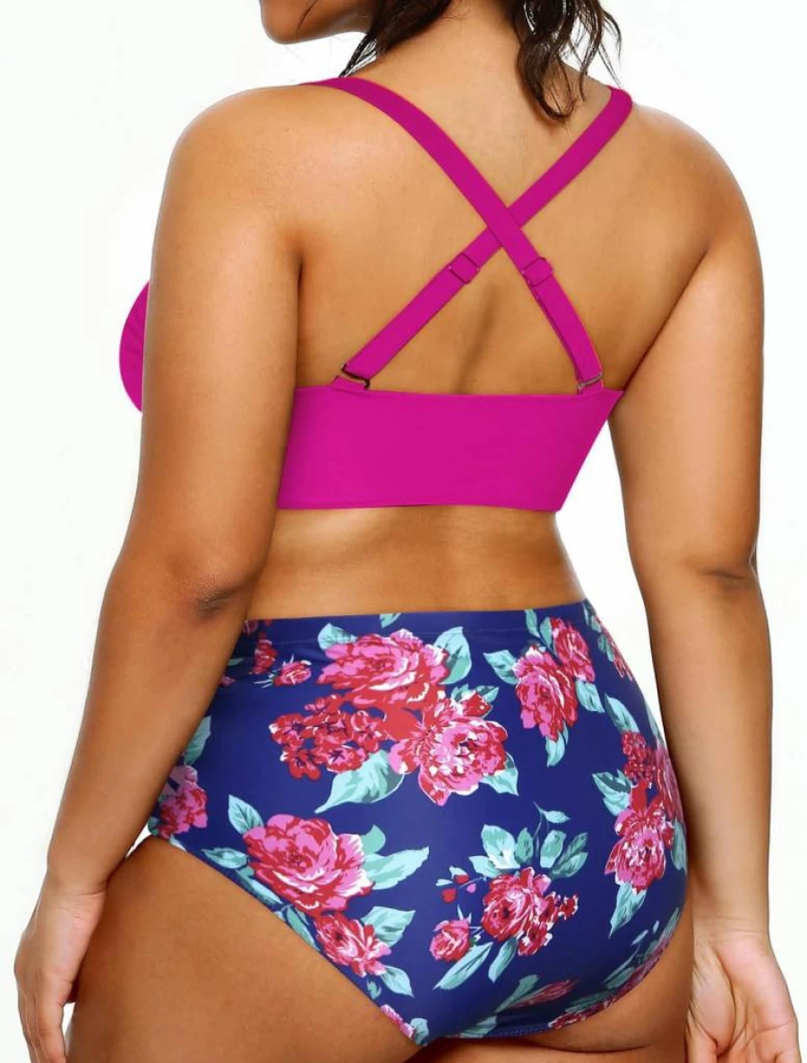 Yonique Women's Plus Size High Waisted Bikini Two Piece Swimwear - Tummy Control Bathing Suits for Women
