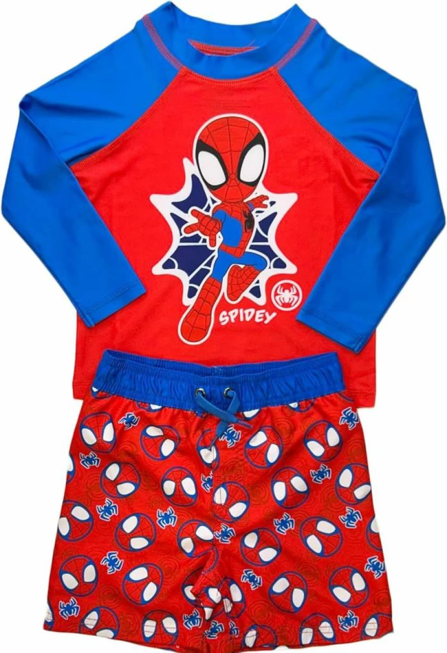 Disney Spider-Man Boys' Swimwear Set - UPF Rash Guard & Swim Trunks for Kids