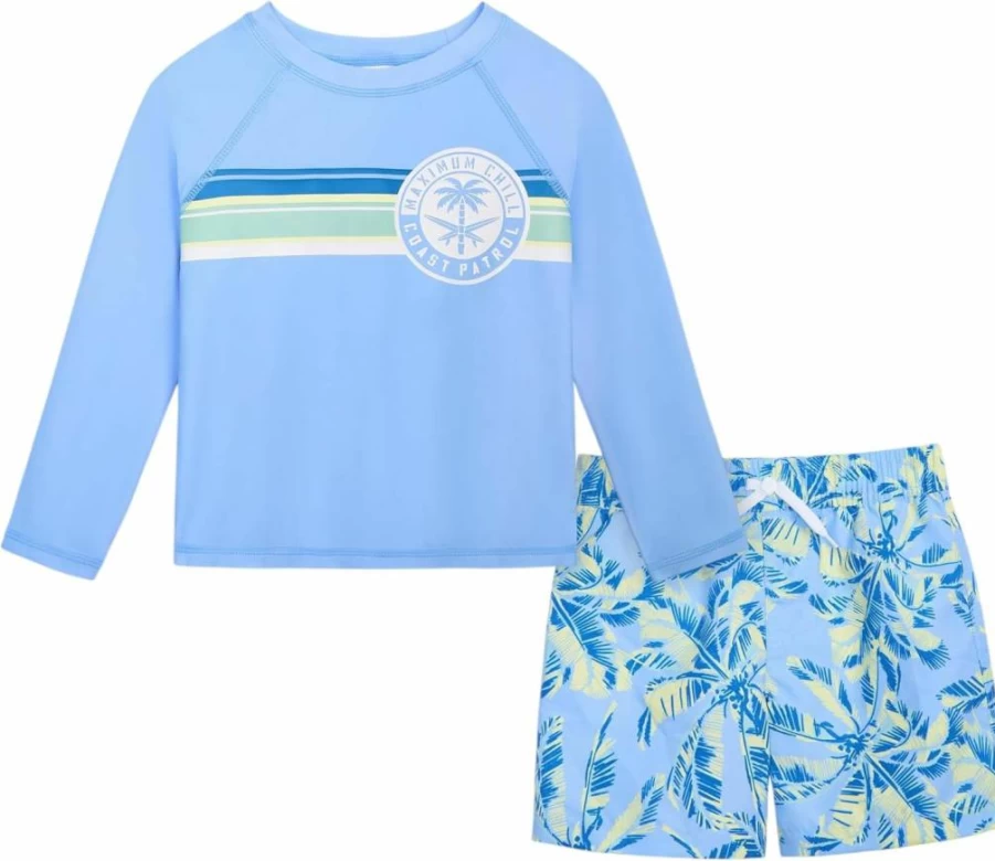 Oshkosh B'Gosh Boys' Swim Trunk and Rash Guard Set - UPF 50+ Sun Protection Toddler Swimwear
