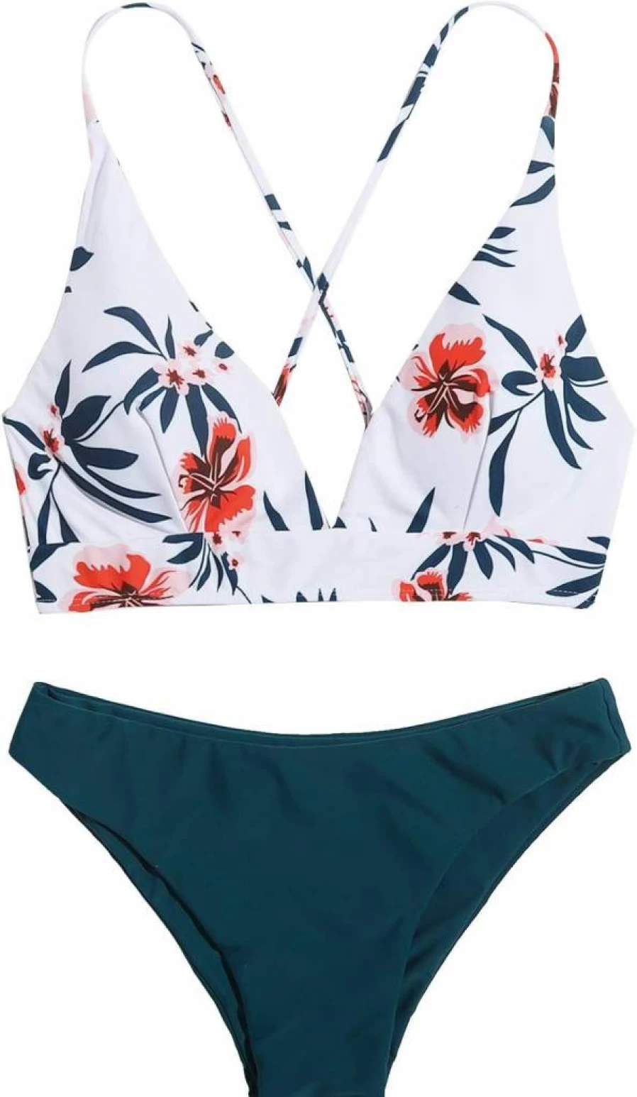 SweatyRocks Women's Floral Print Cross Back Bikini Set - Sexy Swimsuits for Women