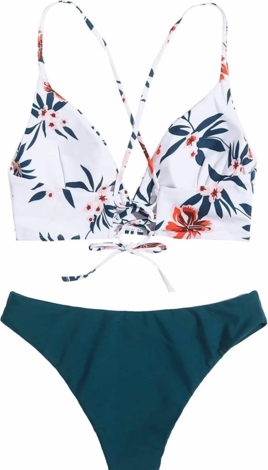 SweatyRocks Women's Floral Print Cross Back Bikini Set - Sexy Swimsuits for Women