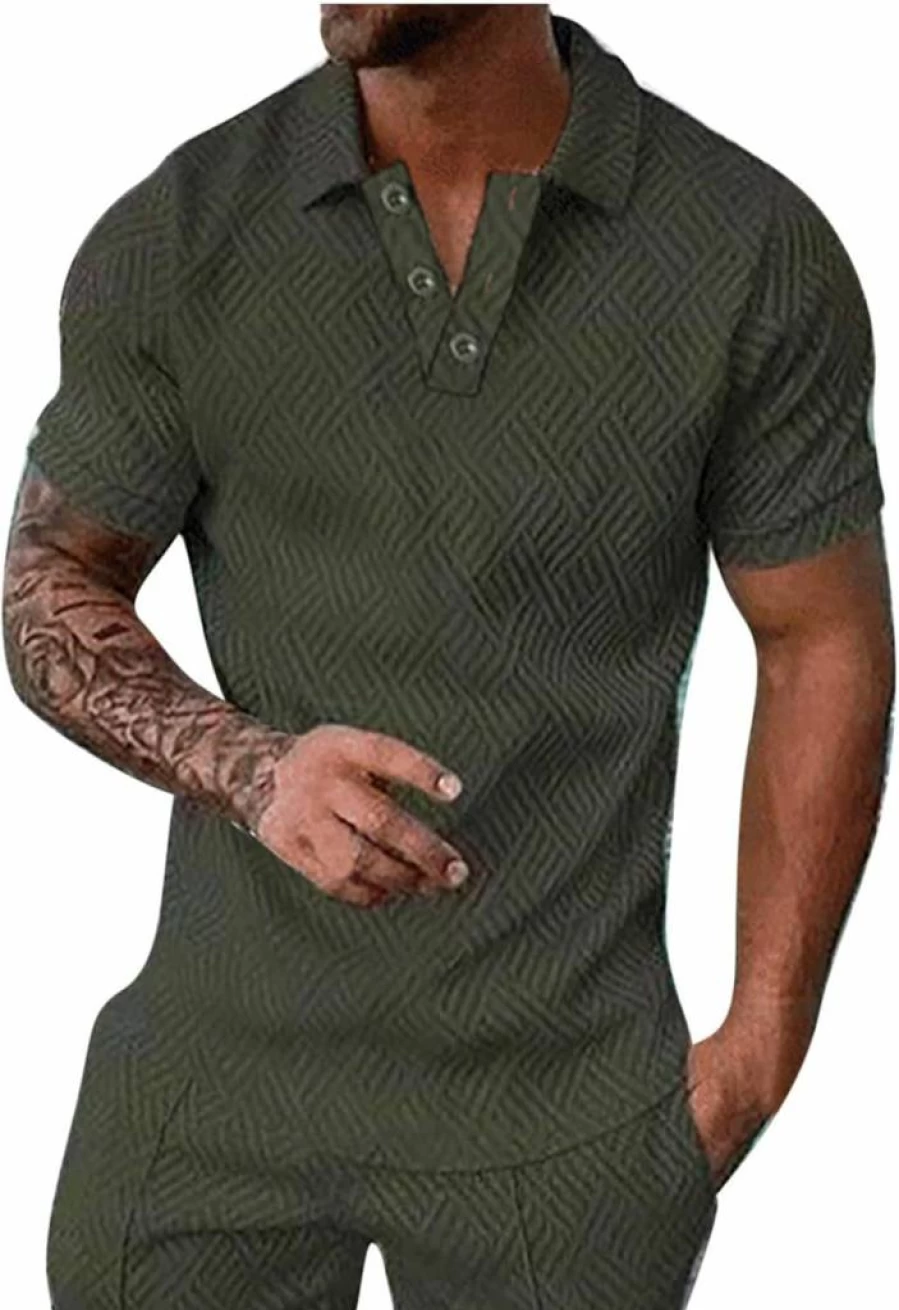Men's Summer Casual 2-Piece Track Suit Set - Breathable Short Sleeve Shirt & Comfortable Shorts for Beach Vacation & Athletic Wear