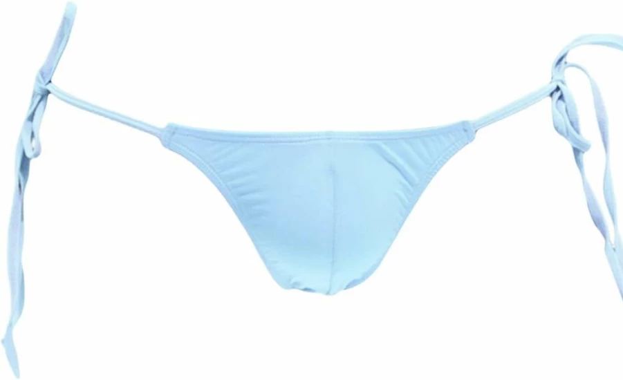 JEsilunmaMY Men's Lace-Up Bikini Briefs - Breathable Ice Silk G-String Thong Underwear with Side Tie Pouch for Swimwear