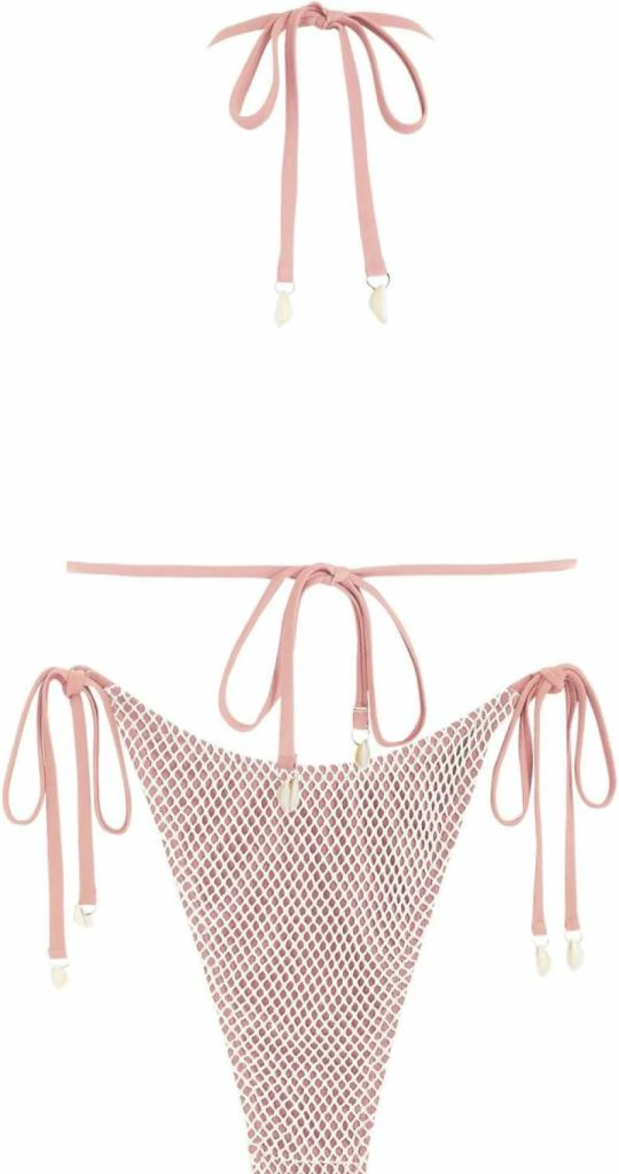 ZAFUL Women's Adjustable Multiway Bikini Set - Triangle Halter Fishnet Tie Side Two Piece Swimsuit