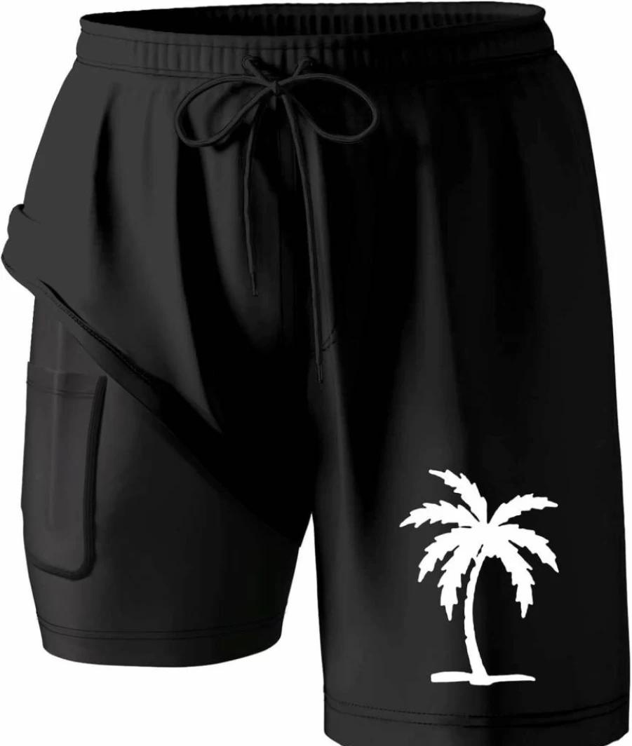 Men's 7 Inch Swim Trunks with Compression Liner - Quick Dry Stretch Board Shorts & Bathing Suits - 2 in 1 Design with Pockets - Generic Brand