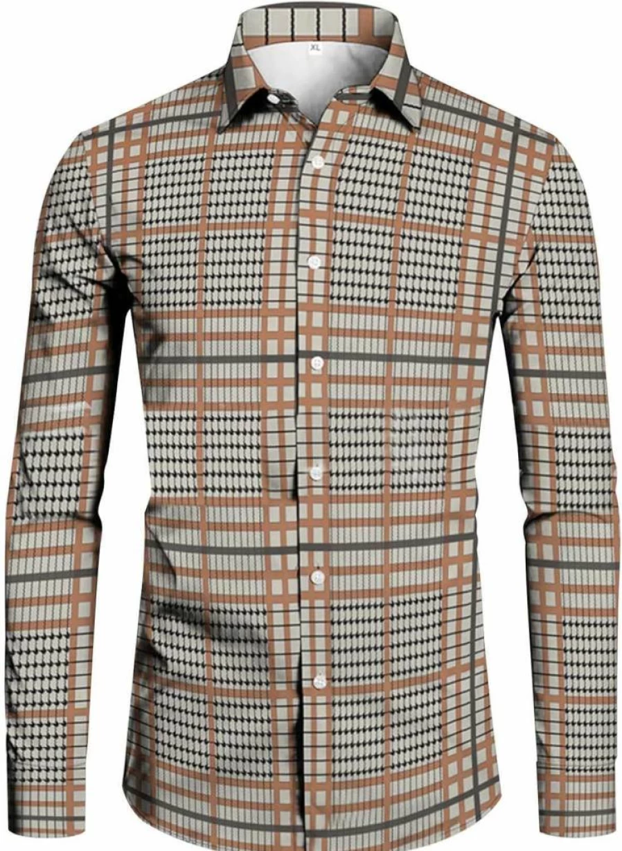 Generic Men's Fashion Plaid Long Sleeve Shirt - Outdoor Holiday Casual Shirt England Style