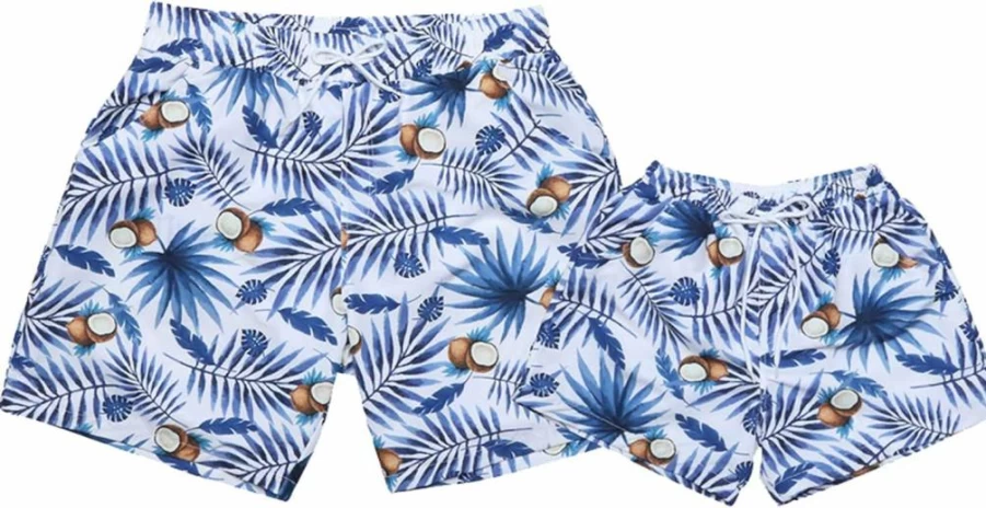 WIWIQS Father and Son Matching Swim Trunks Family Bathing Suits