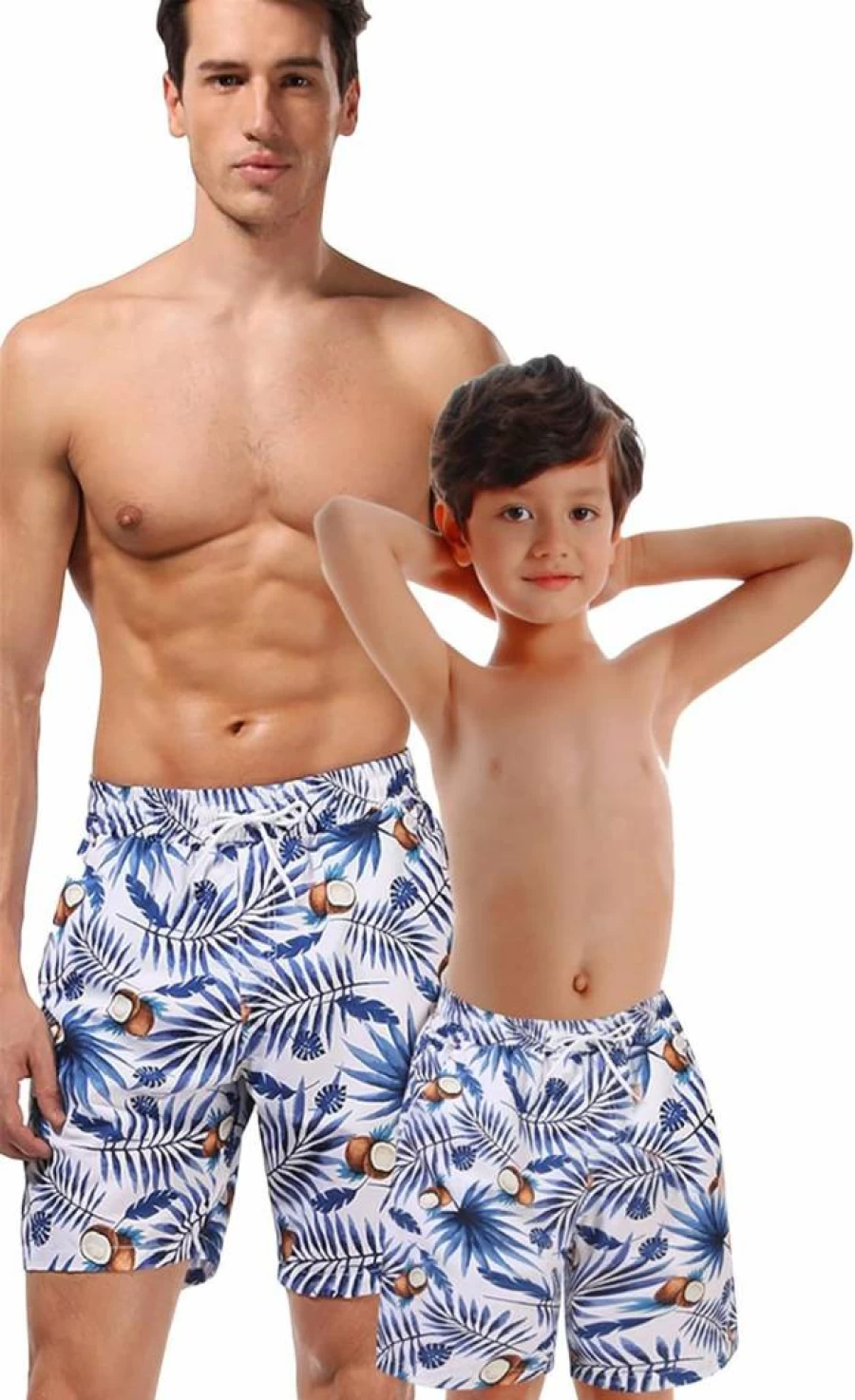 WIWIQS Father and Son Matching Swim Trunks Family Bathing Suits