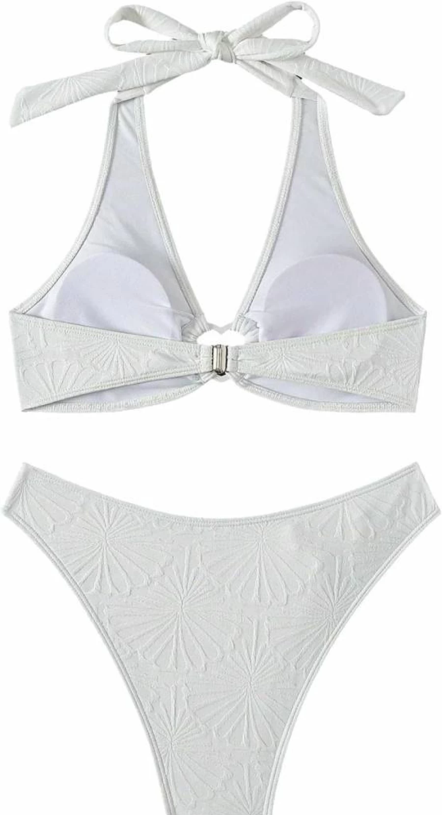 Verdusa Women's Heart Shaped Ring Halter Bikini Set - 2 Piece Swimsuit with Decorated Top