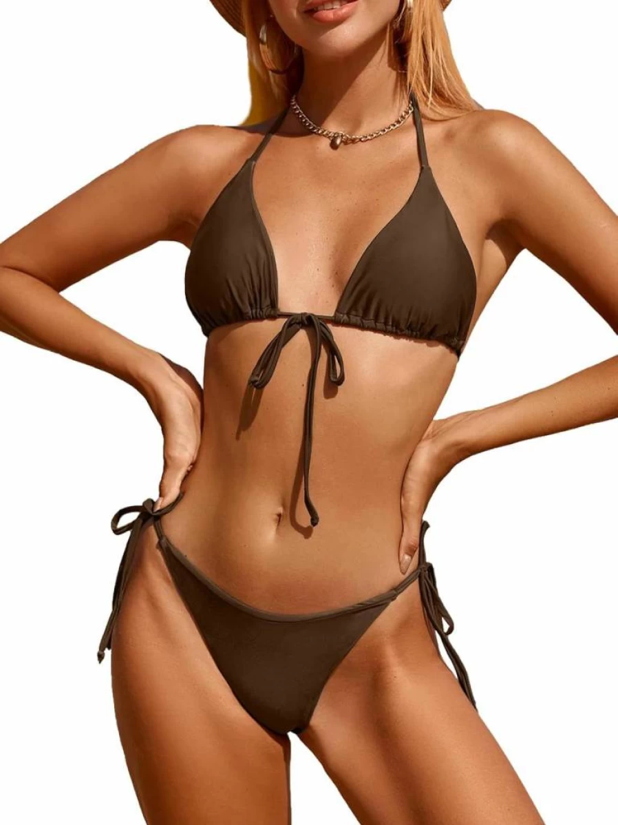Rajputana Women's Bikini Swimsuit Set - Triangle Top & Tie Side Thong Bathing Suit