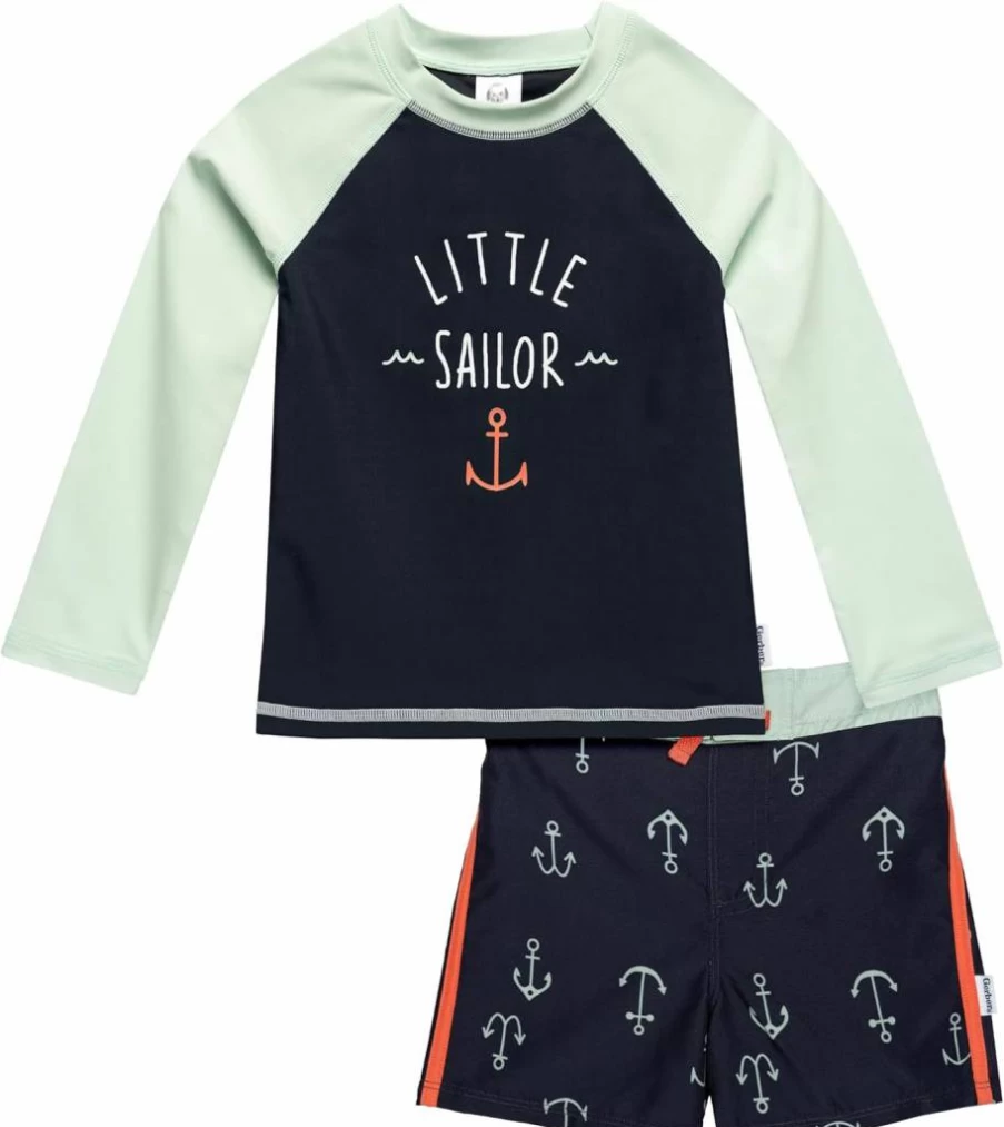 Gerber Boys' Rashguard Swim Set - Long Sleeve UV Protection Bathing Suit for Toddlers