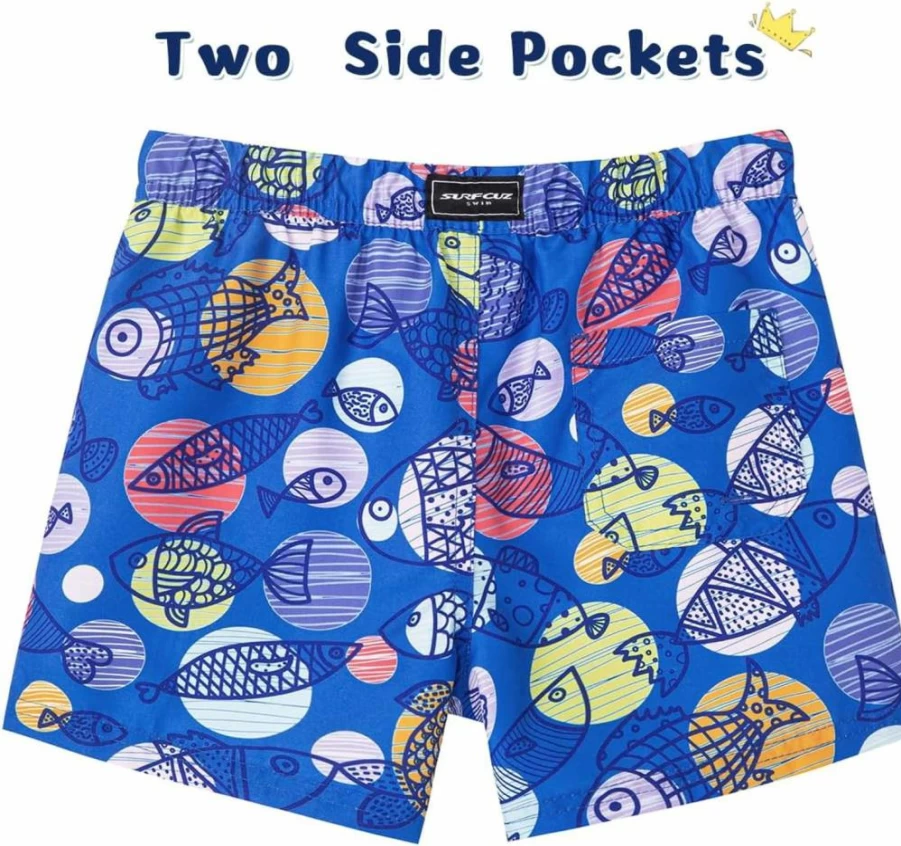 SURF CUZ UPF 50+ Boys Swim Trunks - Quick Dry Toddler Beach Shorts for Kids