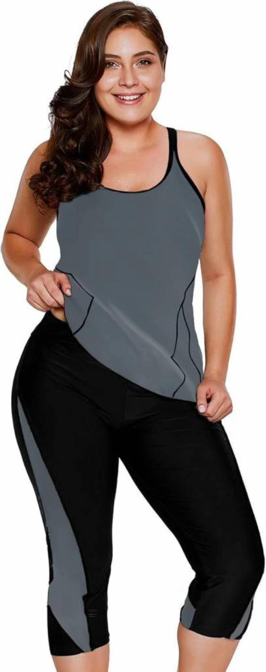 LALAGEN Women's Plus Size Modest Tankini Swimwear Set 2025 - Rash Guard & Capri Two-Piece Bathing Suit