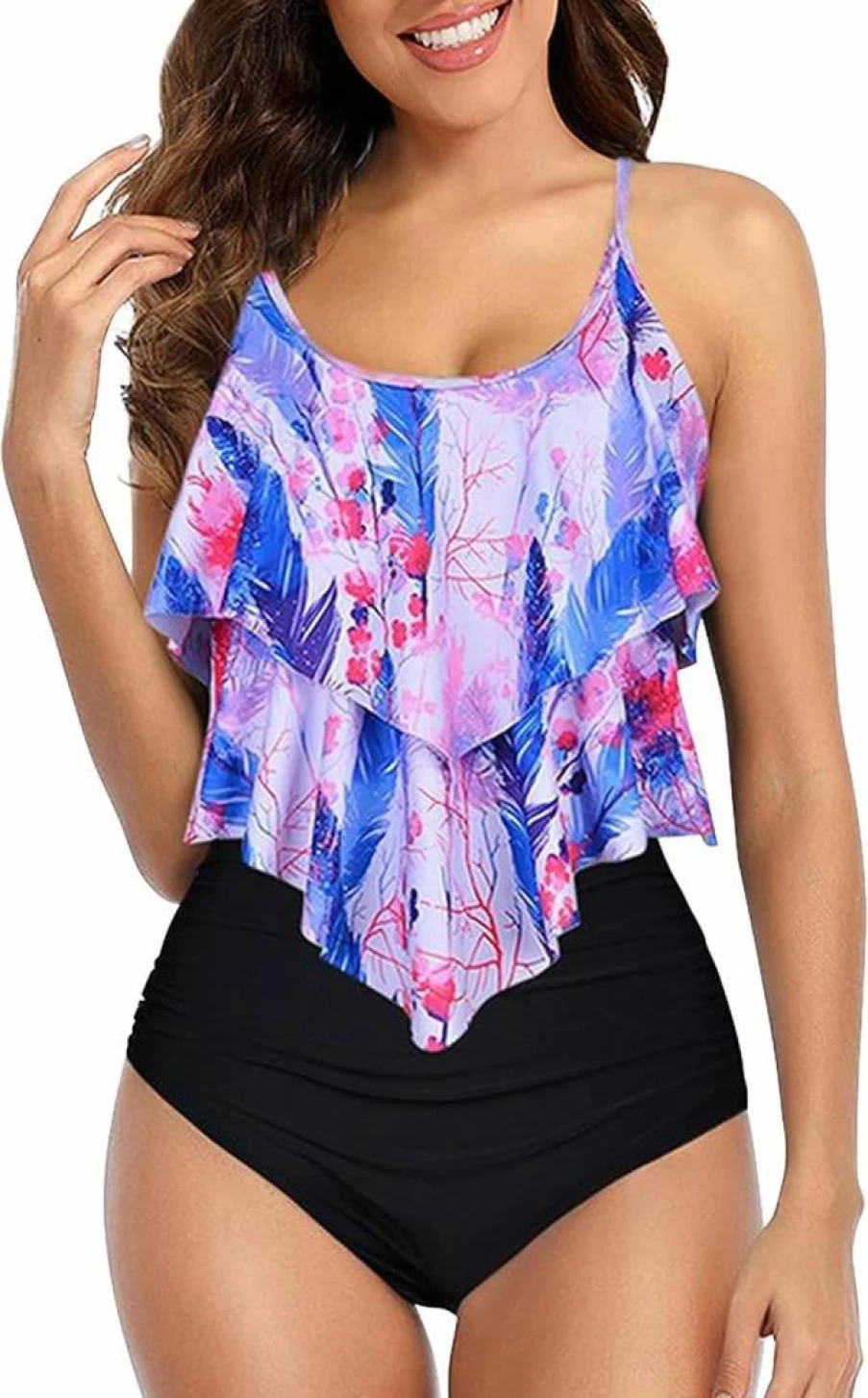 VeMee High Waisted Tankini Bikini Set for Women - Tummy Control Ruffled Swimwear 2 Piece Bathing Suit 2025