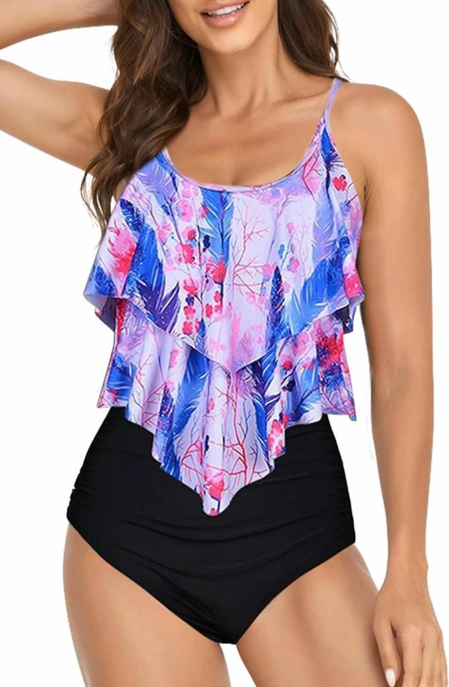 VeMee High Waisted Tankini Bikini Set for Women - Tummy Control Ruffled Swimwear 2 Piece Bathing Suit 2025